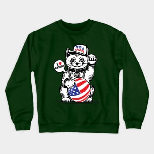 USA CAT FLAG PREMIUM DESIGN Crewneck Sweatshirt